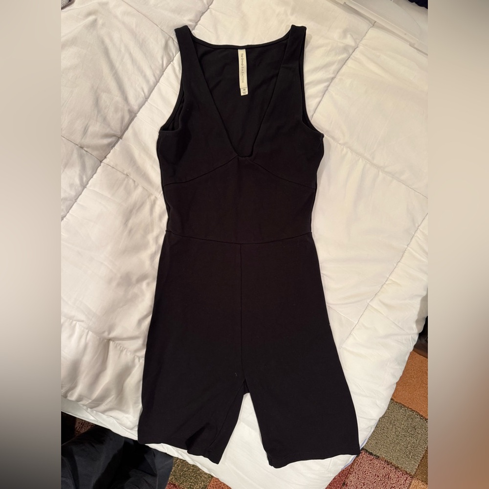 Babaton Classic Black V-Neck Romper - Aritzia